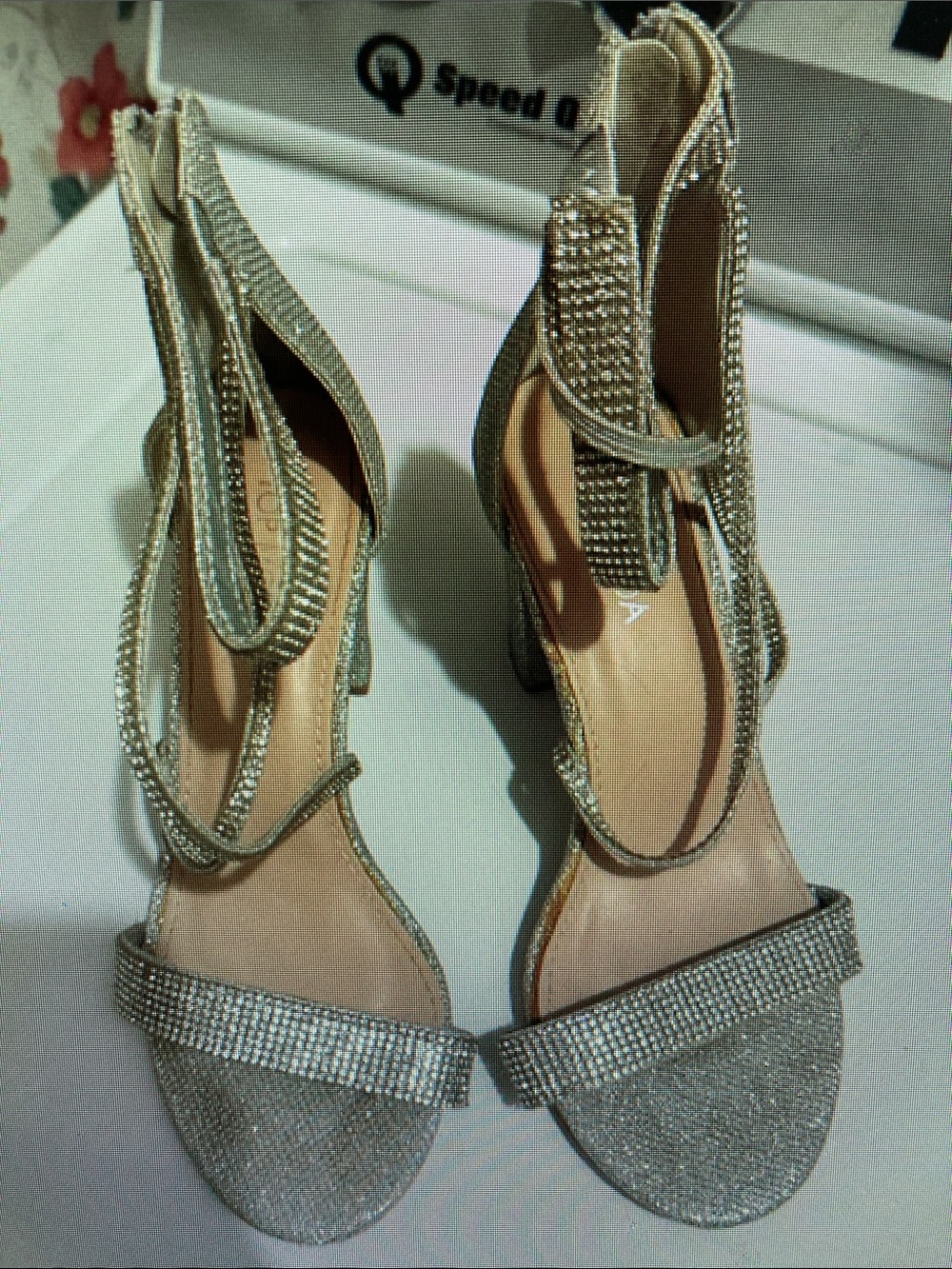 Embellished Silver Strappy Block Heel Sandals